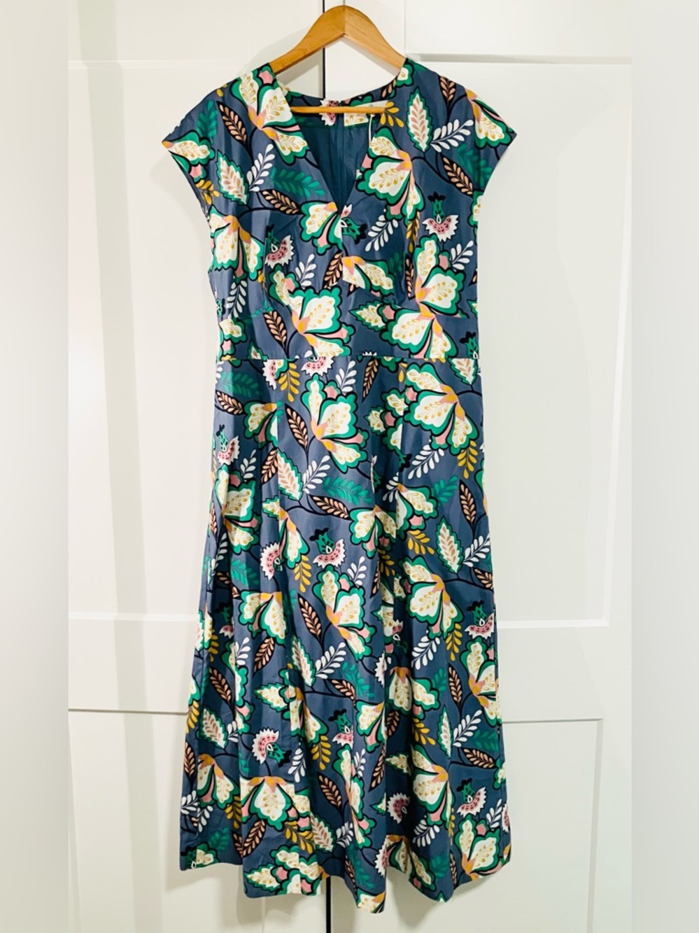 Boden Natasha Midi Dress Sailor Jungle Bloom Floral Fit & Flare NWT 14 - Picture 2 of 8